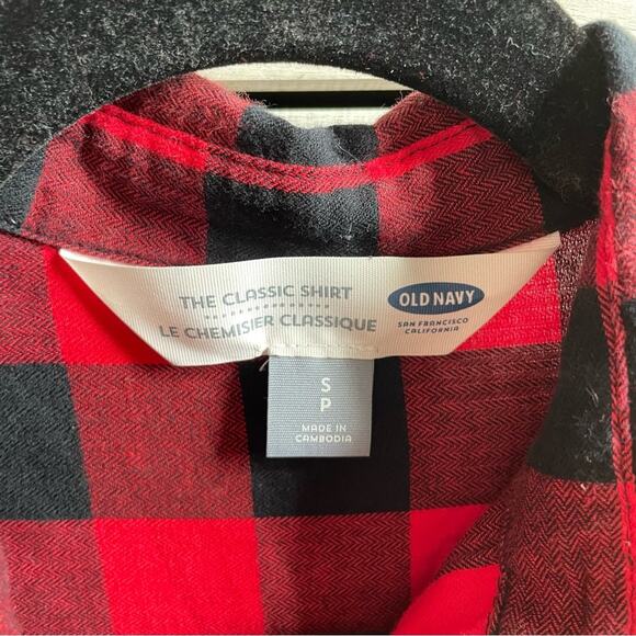Old Navy Buffalo Check Plaid Button Down Classic Shirt Top Red Black Size Small - Picture 5 of 6